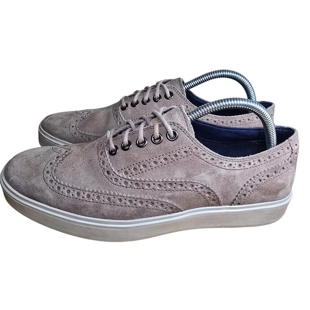 Cole Haan Mens Tan Suede Wing Tip Oxfords Size 8 Med Casual Dress Sneaker